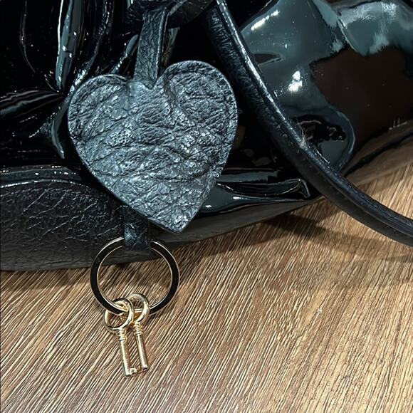 Moschino Black Satchel with Glossy Finish and Gold Hardware - Picture 2 of 14